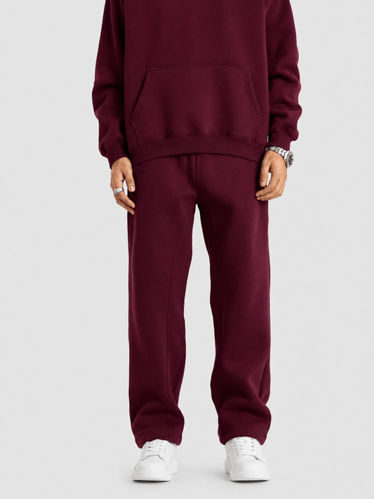 Pantalones deportivos burdeos de forro polar extragrandes