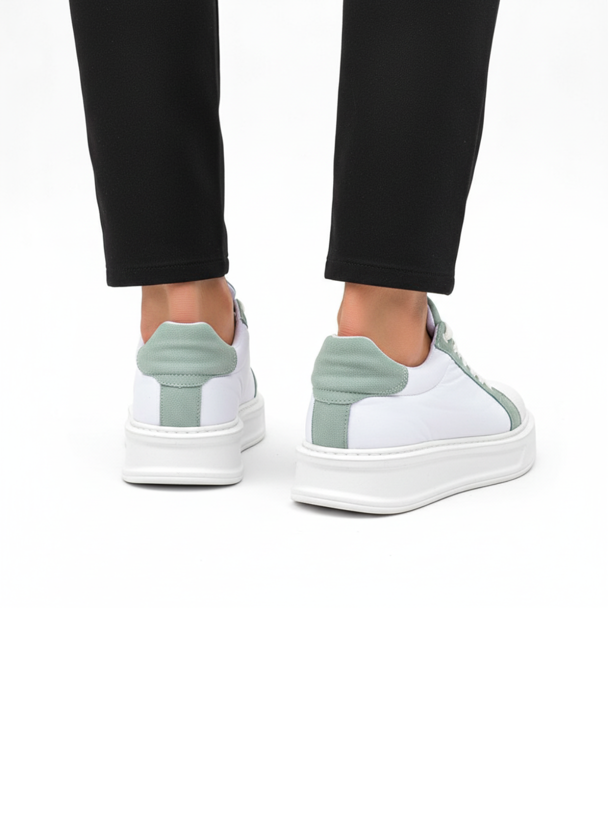 Apollo Moda men's Titan Sage white and green lace-up sneaker, fourth angle