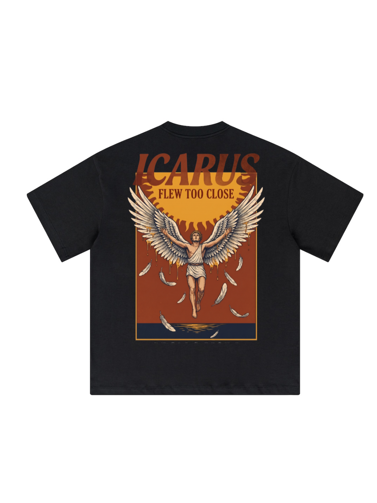 Camiseta gráfica oversize Ícaro Voló Demasiado Cerca