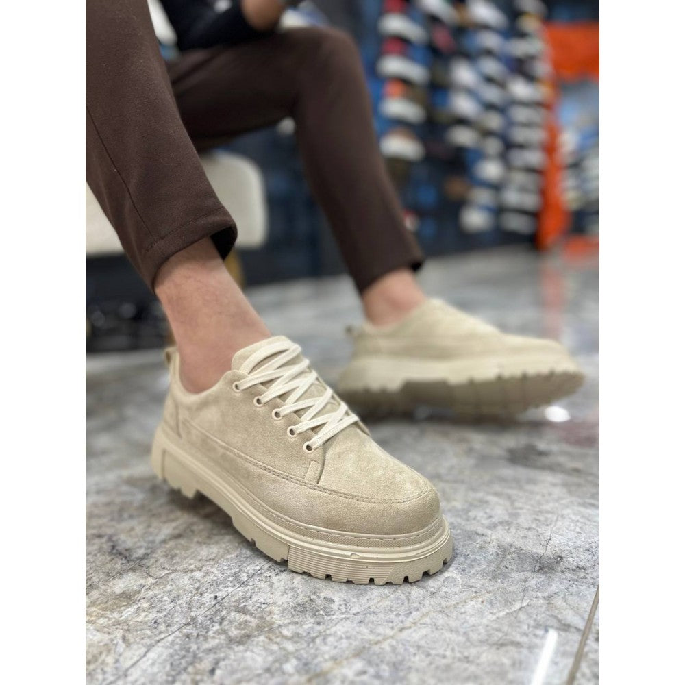 Vantage Beige shoe with height-boosting sole by Apollo Moda, sixth angle