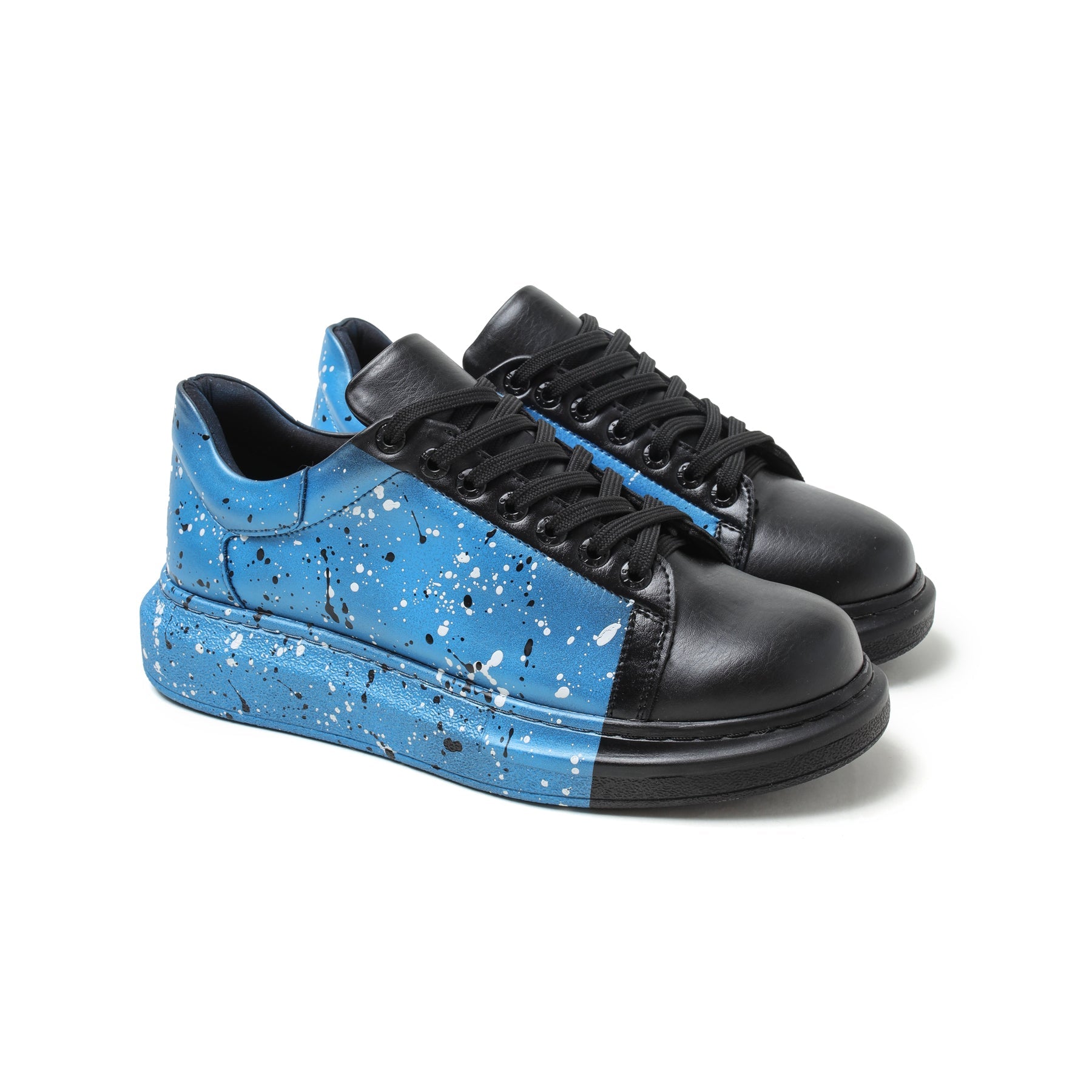 Urban Pulse Vibe Shift hand-painted custom sneaker with platform sole by Apollo Moda, third angle